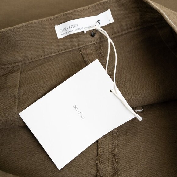 Oak + Fort Mini Skirt Khaki Contrast Stitch Twill - Picture 10 of 13